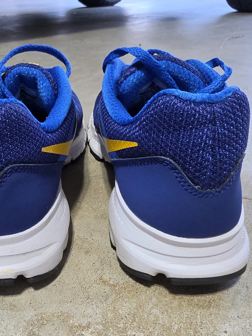 Nike Blue with Yellow Swoosh Athletic Trainers Boys Shoes